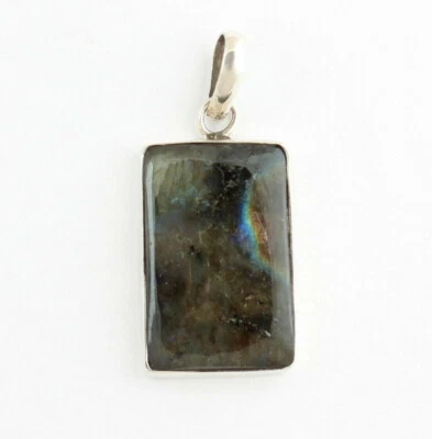 Labradorit Anhänger Edelsteinanhänger 925 Silber Schmuck Blau Schimmer Viereckig - Bild 1 von 3