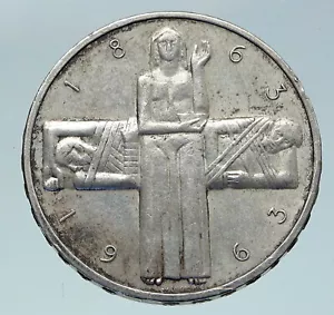 1963 B Switzerland RED CROSS Nurse & Patient 5 Francs Silver Swiss Coin i86362 - Picture 1 of 3