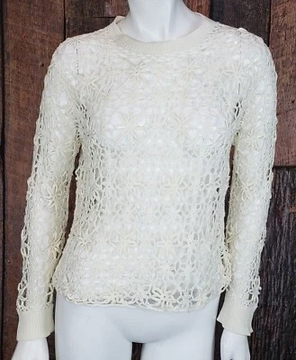 New Wildfox Sweater SMALL Crochet Daisy Lane  White - Изображение 1 из 4