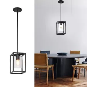 wanluce Farmhouse Black Kitchen Island Pendant Light, Modern With Clear Glass - Picture 1 of 4