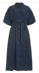 NWT Mara Hoffman Ayao in Blue Linen Blend Short Sleeve Maxi Shirt Dress XS - Picture 1 of 6