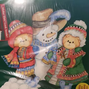 NUOVO Vintage 1994 Marca PLAID ~ Ferro su Trasferimento ~ Orsi Invernali e Pupazzo di Neve SIGILLATO PA - Foto 1 di 5