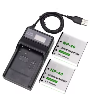 2x NP-40 Battery+LCD Charger for Casio EX-Z30 /Z40 /Z50 /Z55 /Z57 /Z750 EX-P505 - Picture 1 of 12