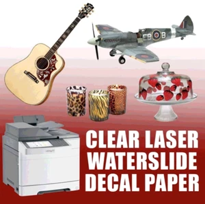 Premium LASER Waterslide Decal Paper CLEAR 100Sh 8.5x11 BEST ON EBAY MADE USA #1 - Picture 1 of 2