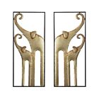 Set Of 2 African Elephant Gold Wall Art Animal Decorations For Living Room Moder