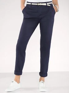Damen Chino Hose Gerades Bein Regular Stretch Marine Blau Gr. 36 Neu - Bild 1 von 3