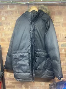 Fred Perry Padded Waxed Cotton Water Resistant Hooded Mens Parka Jacket 2XL XXL - Picture 1 of 13