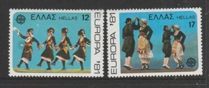 GRECIA 1981 EUROPA DANZA FOLCLÓRICA Juego de 2 MNH - Imagen 1 de 1