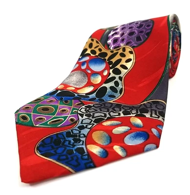 Corbata Vintage Años 90 Bugle Boy EE. UU. Estampado Abstracto 58" x 3.75" Foto 1 de 4