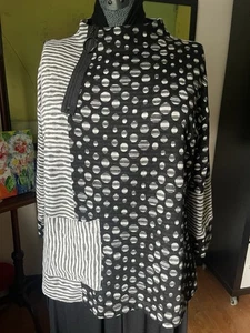 Awesome IC by Connie K Art-to-Wear Tunic - Stripes & Polka Dots - Size M - Picture 1 of 8