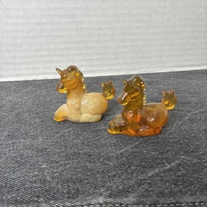 Boyd Art Glas Little Lucky Unicorn - Lot 2 - Amber Slag - B Diamond Line (#200) - Bild 1 von 11