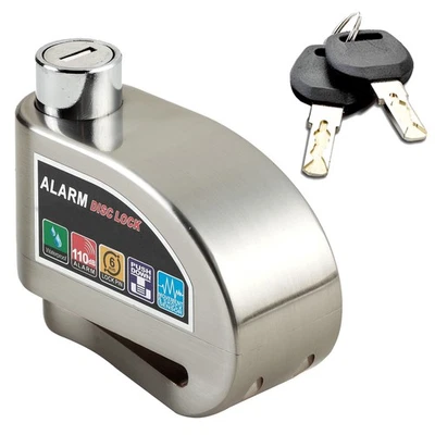 Cadenas Antivol Moto Scooter Bloque-Disque Avec Alarme Sonore 110DB Pêne 6MM - Photo 1/3