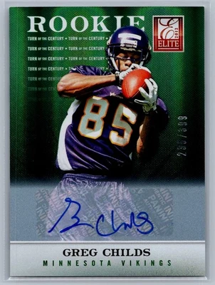 Greg Childs 2012 Panini Elite Turn of the Century Autograph /99 #170 - Image 1 of 2