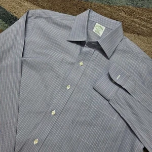 Brooks Brothers Milano Dress Shirt 16-34 Blue Stripe Non-Iron Supima Cotton - Picture 1 of 6