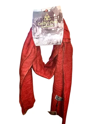 Новый с Ярлыками кельтская руда ирландский красный и желтовато-коричневый елочка новый шерстяная смесь окаймленный шарф 60 «X 24» - Изображение 1 из 4