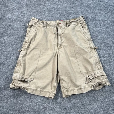 Vintage Old Navy Cargo Shorts Mens 36 Khaki Baggy Zip Pockets Distressed Y2K - Image 1 of 4