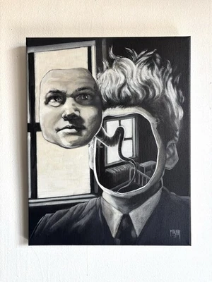Original Oil Painting Art 11x14 Fantasy Surreal Movie Cinephile Eraserhead Mikah - Image 1 of 4