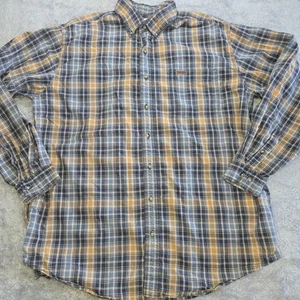Camisa Carhartt Para Hombre XL Alta Manga Larga Botón Frontal Azul Marino Bolsillos A Cuadros - Imagen 1 de 11