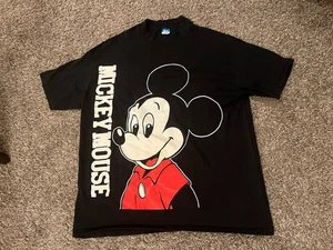 T-shirt Disney vintage uomo 4XL nera double face Topolino cotone USA - Foto 1 di 12