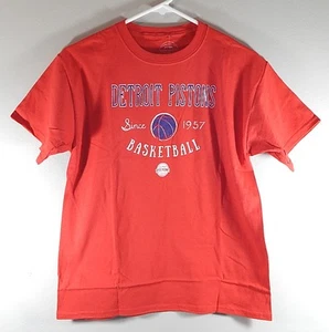 Detroit Pistons Throwback Logo Red NBA Item of the Game Shirt New Youth L - Picture 1 of 2
