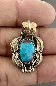 Stearling and 14kt Vintage Native American Pendant (I33) - Picture 1 of 6