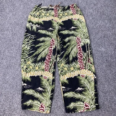 Tommy Bahama Pantalones Mujer 14 Seda Tropical Floral Hawaiano Salón Calce Relajado Foto 1 de 4