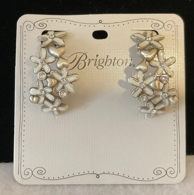 JUST GORGEOUS NWT BRIGHTON WILD FLOWERS CRYSTAL HOOP POST EARRINGS MSRP: $52 - Image 1 of 4