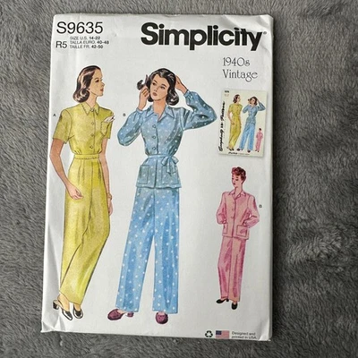 Simplicity S9635 1940s Vintage Lounge Pajamas Sewing Pattern Size 14-22 UNCUT - Image 1 of 4