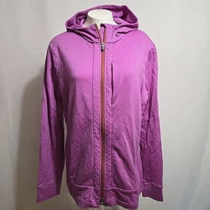 Felpa con cappuccio rompighiaccio donna taglia XL 100% lana lavanda full zip - Foto 1 di 12