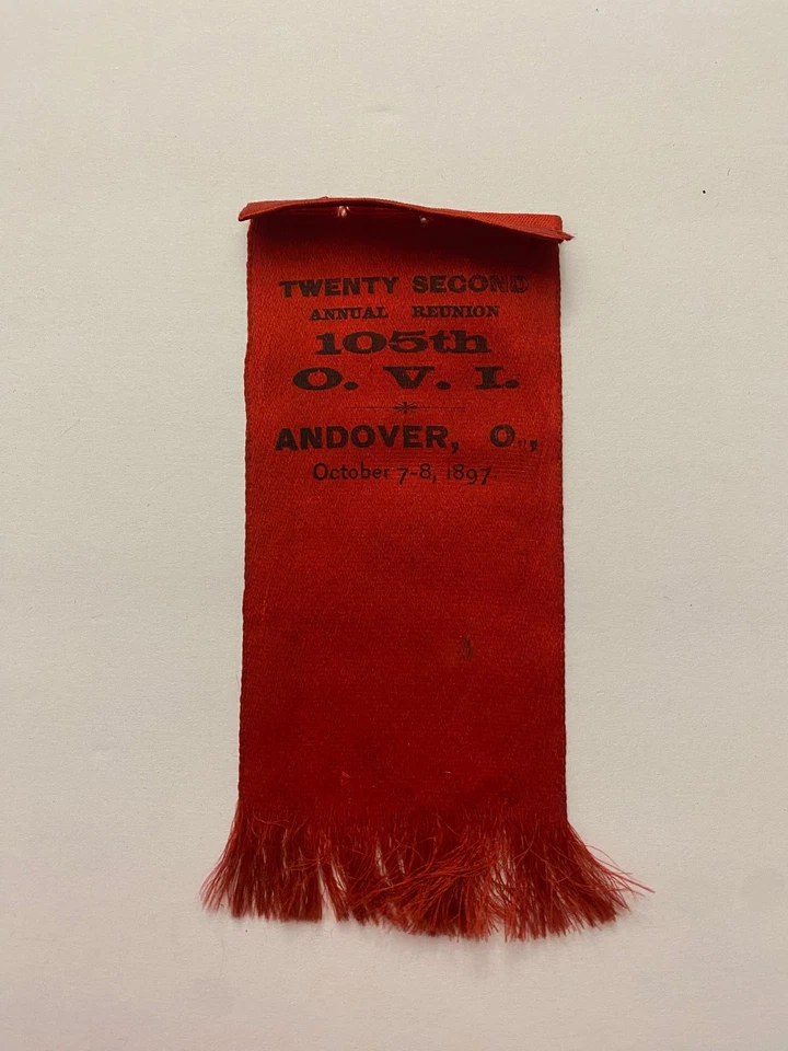 105º Regimiento OVI de Infantería de Ohio 1897 Cinta de Reunión de la Guerra Civil Andover Ohio Foto 1 de 1