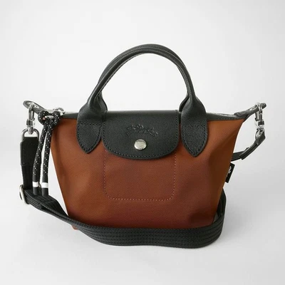 Longchamp Le Pliage Energy XS Handbag – Brown Leather-Trimmed Shoulder Bag Women - Image 1 of 4