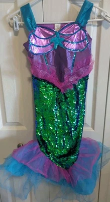 Disfraz de Sirena para Niños Lentejuelas Verde Esmeralda Talla 6-6x Usado en Excelente Condición Foto 1 de 4