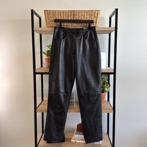 Benard Couture Vintage 100% Genuine Leather High Rise Straight Leg Pants, 10 - Picture 1 of 8