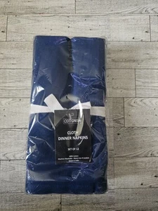 Cottoniva 12 Pack Cloth Dinner Napkins, Navy Blue, 100% Cotton - Picture 1 of 3
