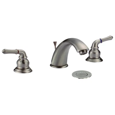 Eisen Home 3-Hole Bathroom Sink Faucet & Drain Assembly, Brushed Nickel