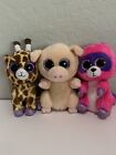 Ty Beanie Boos Lot Of 3 Plush Piglet Pig,Safari Giraffe And Roxie Raccoon 6? Toy