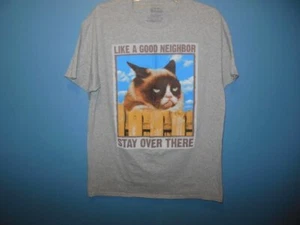 Ladies Grumpy Cat T Shirt Large Gray Be a Good Neighbor - Picture 1 of 3