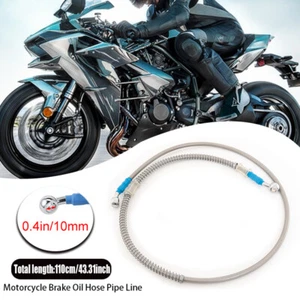 43" 110cm Motorcycle Braided Stainless Steel Brake Clutch Oil Hose Line - Picture 1 of 9