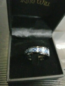 King Will Dragon Mens 11.5 Blue Carbon Fiber Black Celtic Dragon TungstenCarbide - Picture 1 of 3