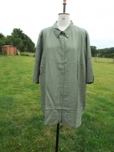 Soft Linen Mix Khaki Short Sleeve Blouse Shirt ANTHOLOGY Plus Size 32 BNWT - Picture 1 of 4