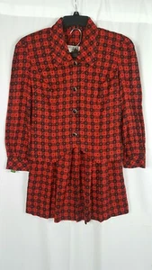 Falda Top de Colección Andrea Gayle Pequeña Roja Negra 2 Piezas Mangas Largas Falda Midi 12 - Imagen 1 de 11