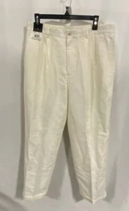 NWT Claiborne Mens White Mid Rise Pleated Straight Leg Chino Pants Size 34X30 - Picture 1 of 4
