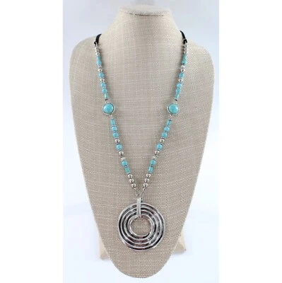 Nuevo Collar Colgante Erica Lyons Plata Remolino con Cuentas Turquesa #N2789 Foto 1 de 3