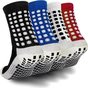 Kids Grip 4 Pairs Athletic Socks Soccer anti Slip Sports Socks for 8-12 Years - Picture 1 of 7