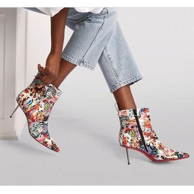 Botas de tornozelo CHRISTIAN LOUBOUTIN Epic Booty couro estampado 70 UE 36,5 EUA 6,5 - Imagem 1 de 4