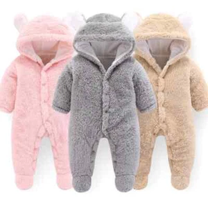 Winter Newborn Baby Rompers Hoodie Girls Boys Clothes Cotton Long Sleeve Toddler - Picture 1 of 27