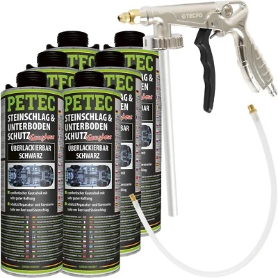 PETEC + TECPO 6L PETEC PROTECCIÓN DE BAJOS CAUCHO NEGRO + PISTOLA PULVERIZADORA TECPO