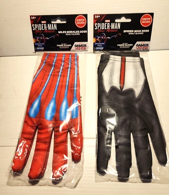 2 Pairs Marvel Spiderman Miles Morales 2099 Adult Red & Black Gloves Gamer Verse - Image 1 of 4
