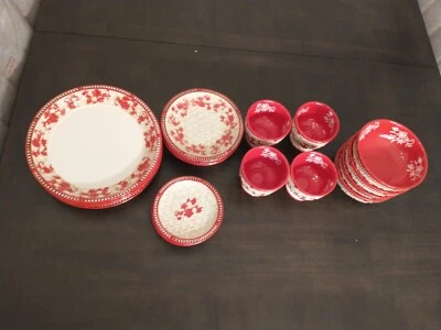 Plates~Temp-Tations Floral Lace By Tara 5.5", 7", 10",6" bowls,4" cups,Set of 20 - Image 1 of 4