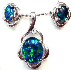 Good Choice!!! Lady Gift Natural Opal Pendant Solid 925 Sterling Silver 18k WGP